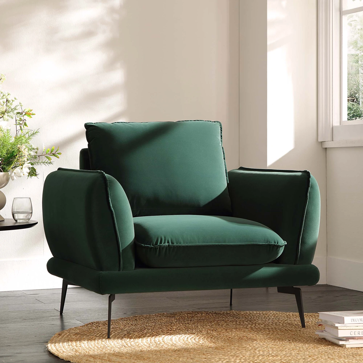 Obriel Forest Green Velvet Armchair 1 Obriel Forest Green Velvet Armchair