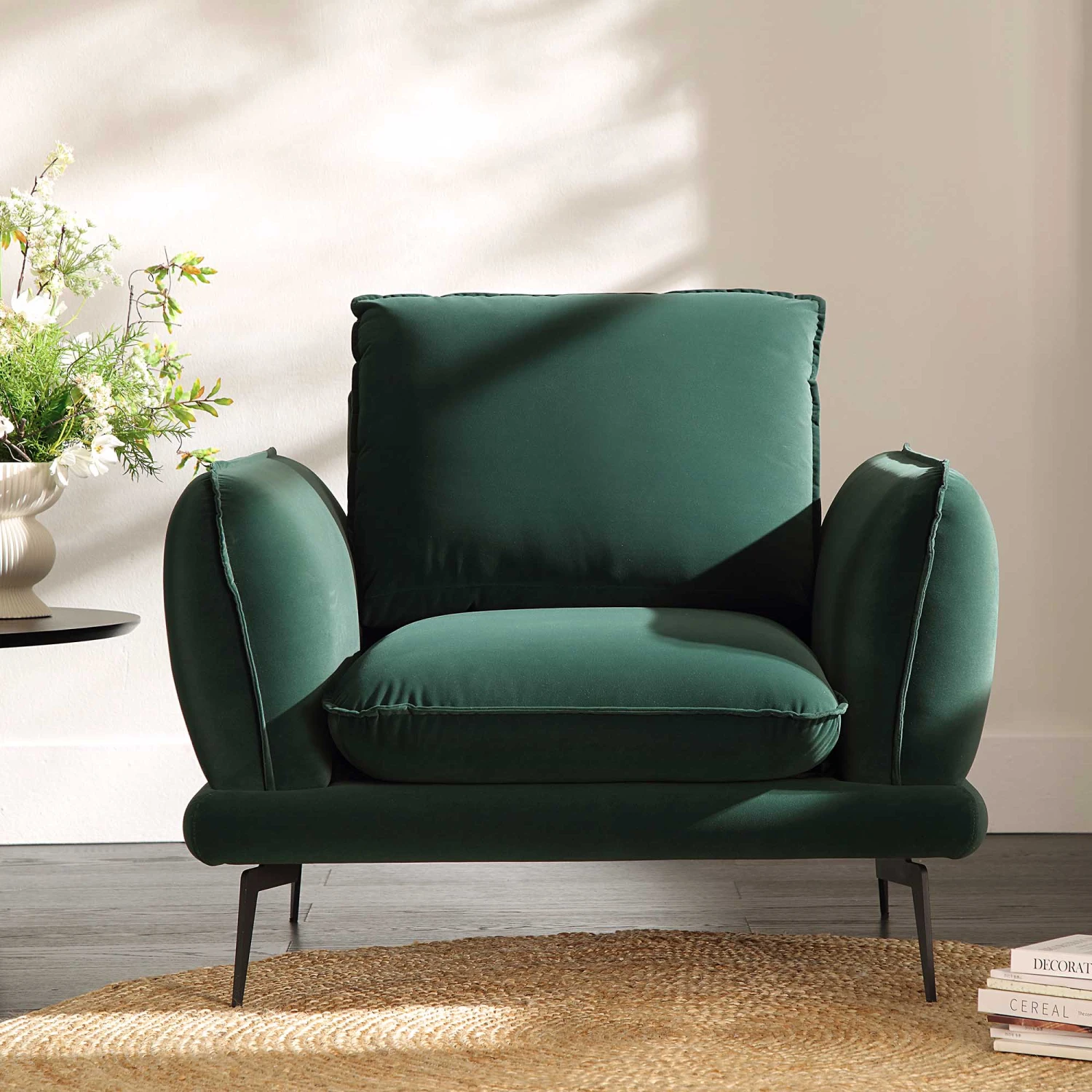 Obriel Forest Green Velvet Armchair 2 Obriel Forest Green Velvet Armchair - Image 2