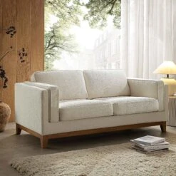 Dipley Beige Boucle Fabric Sofa, 2-Seater