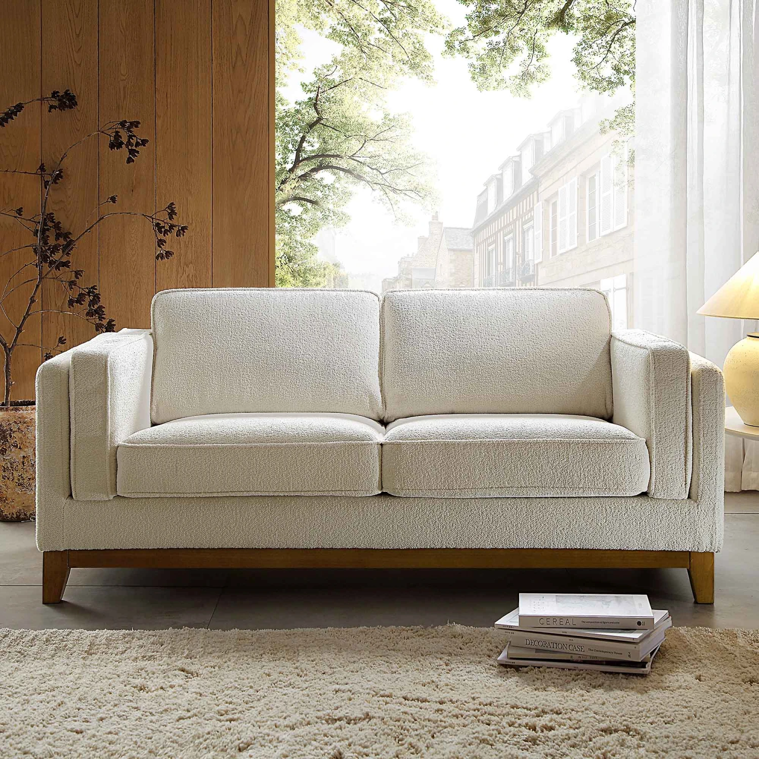 Dipley Beige Boucle Fabric Sofa, 2-Seater 2 Dipley Beige Boucle Fabric Sofa, 2-Seater - Image 2