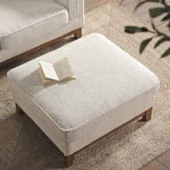 Dipley Beige Boucle Fabric Storage Footstool -Daals Store GCSF 2339 BEIGE BOU STOOL scene2