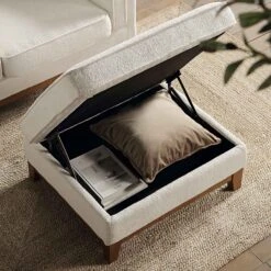 Dipley Beige Boucle Fabric Storage Footstool -Daals Store GCSF 2339 BEIGE BOU STOOL scene3