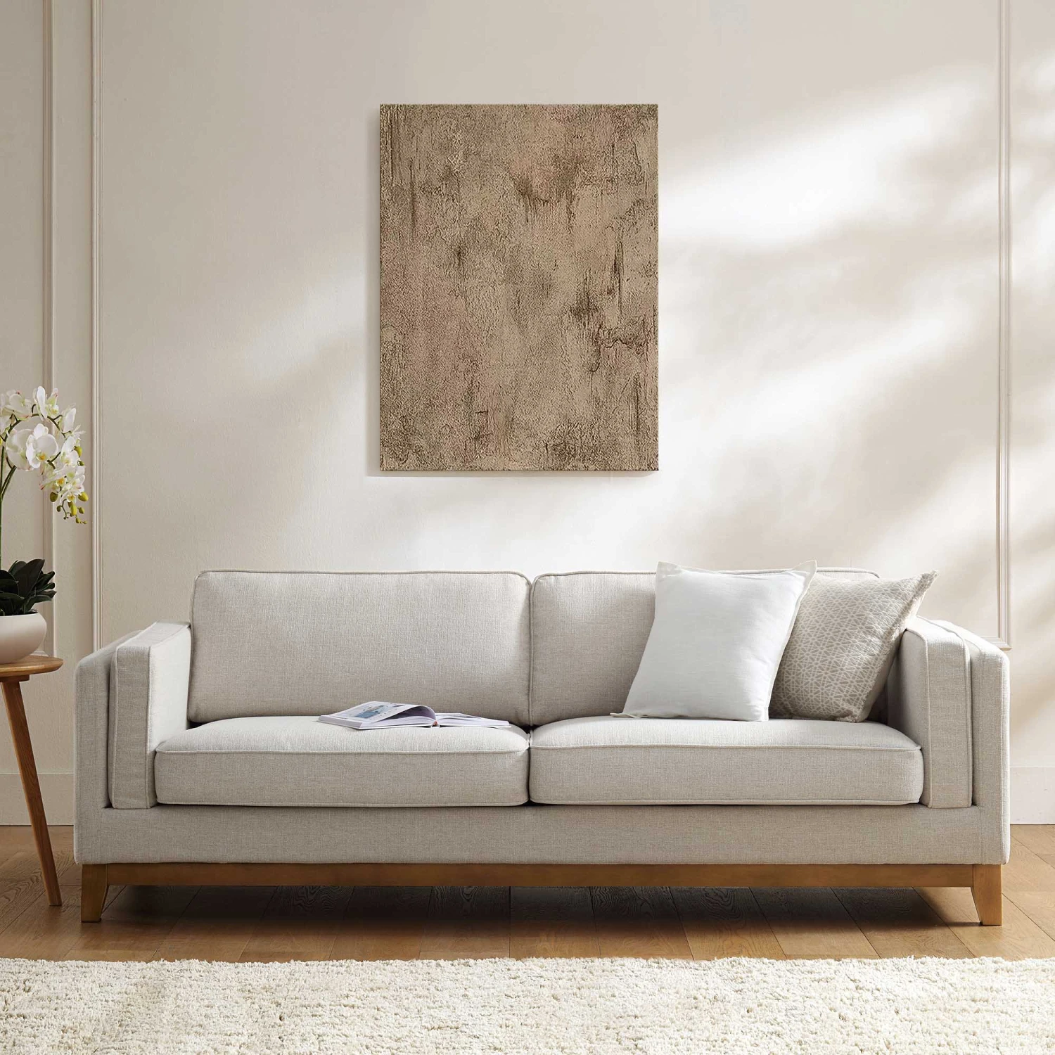 Dipley Oatmeal Fabric Sofa, 3-Seater 1 Dipley Oatmeal Fabric Sofa, 3-Seater