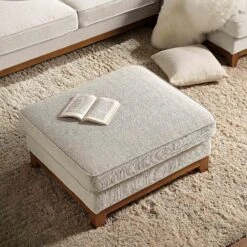 Dipley Oatmeal Fabric Storage Footstool -Daals Store GCSF 2339 OAT WOV STOOL scene2