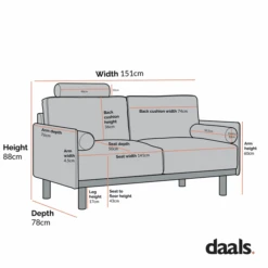 Timber Grey Marl Fabric Sofa, 2-Seater 18 Timber Grey Marl Fabric Sofa, 2-Seater -Daals Store GCSF 2348 2ST CHART 2