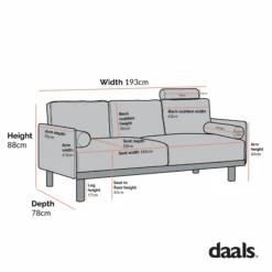 Timber Oatmeal Fabric Sofa, 3-Seater -Daals Store GCSF 2348 3ST CHART 3