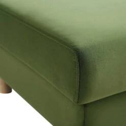 Timber Fern Green Velvet Storage Ottoman – Large Rectangular Footstool with Wooden Base -Daals Store GCSF 2348 MOSS VEL STOOL detail1