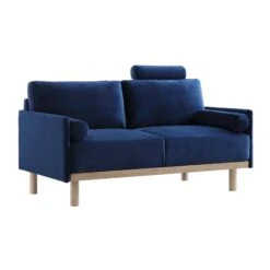 Timber Navy Blue Velvet Sofa, 2-Seater -Daals Store GCSF 2348 NAVY VEL 2ST WB2