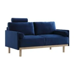 Timber Navy Blue Velvet Sofa, 2-Seater -Daals Store GCSF 2348 NAVY VEL 2ST WB3