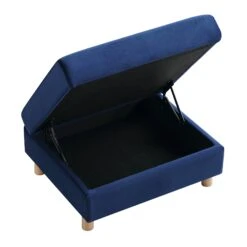 Timber Navy Blue Velvet Storage Ottoman -Daals Store GCSF 2348 NAVY VEL STOOL WB3