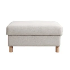 Timber Oatmeal Wool-Like Fabric Storage Ottoman - Solid Wood Base & Cylindrical Legs -Daals Store GCSF 2348 OAT FAB STOOL WB1