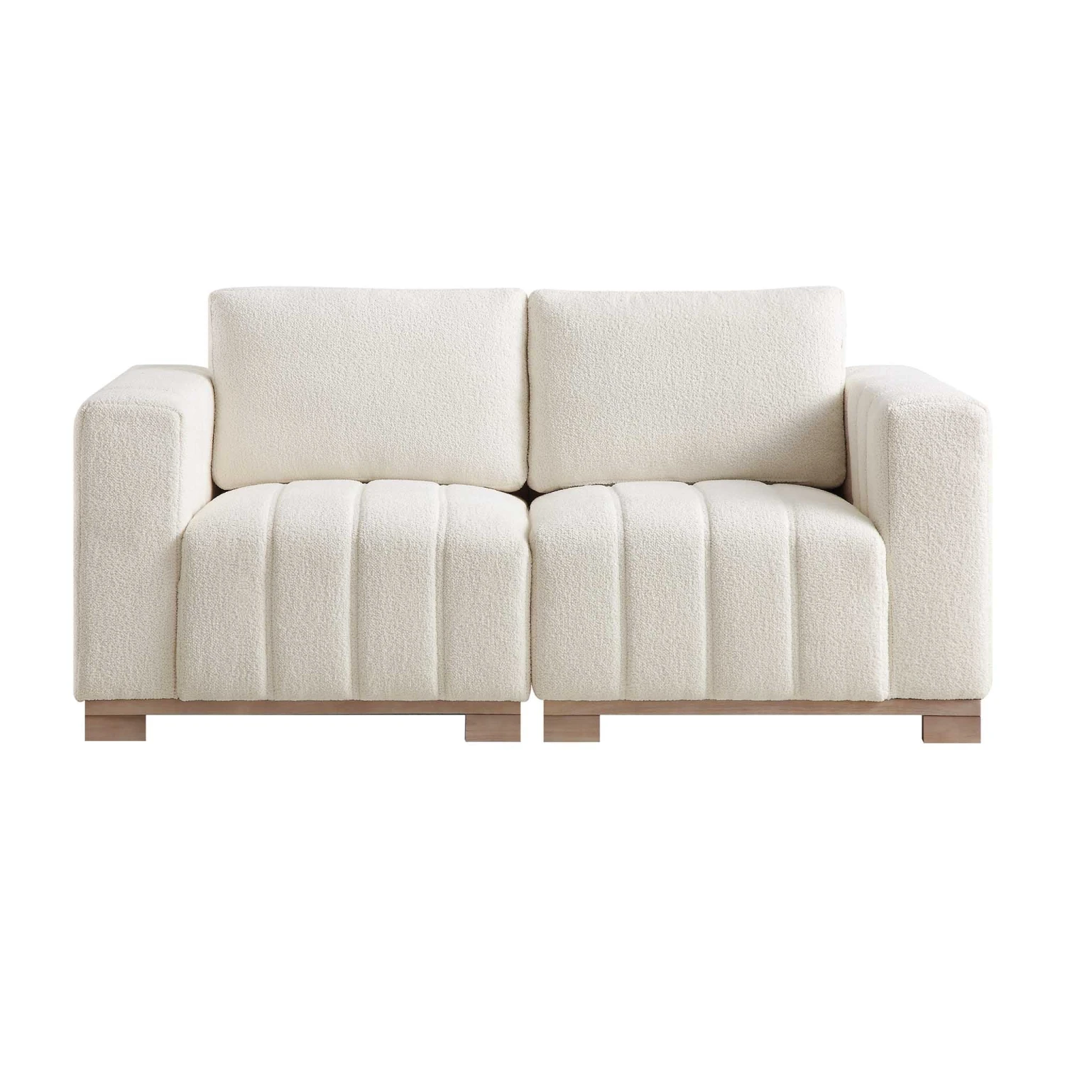 Belsize Beige Boucle Sofa With Wooden Base, 2-Seater 4 Belsize Beige Boucle Sofa With Wooden Base, 2-Seater - Image 4