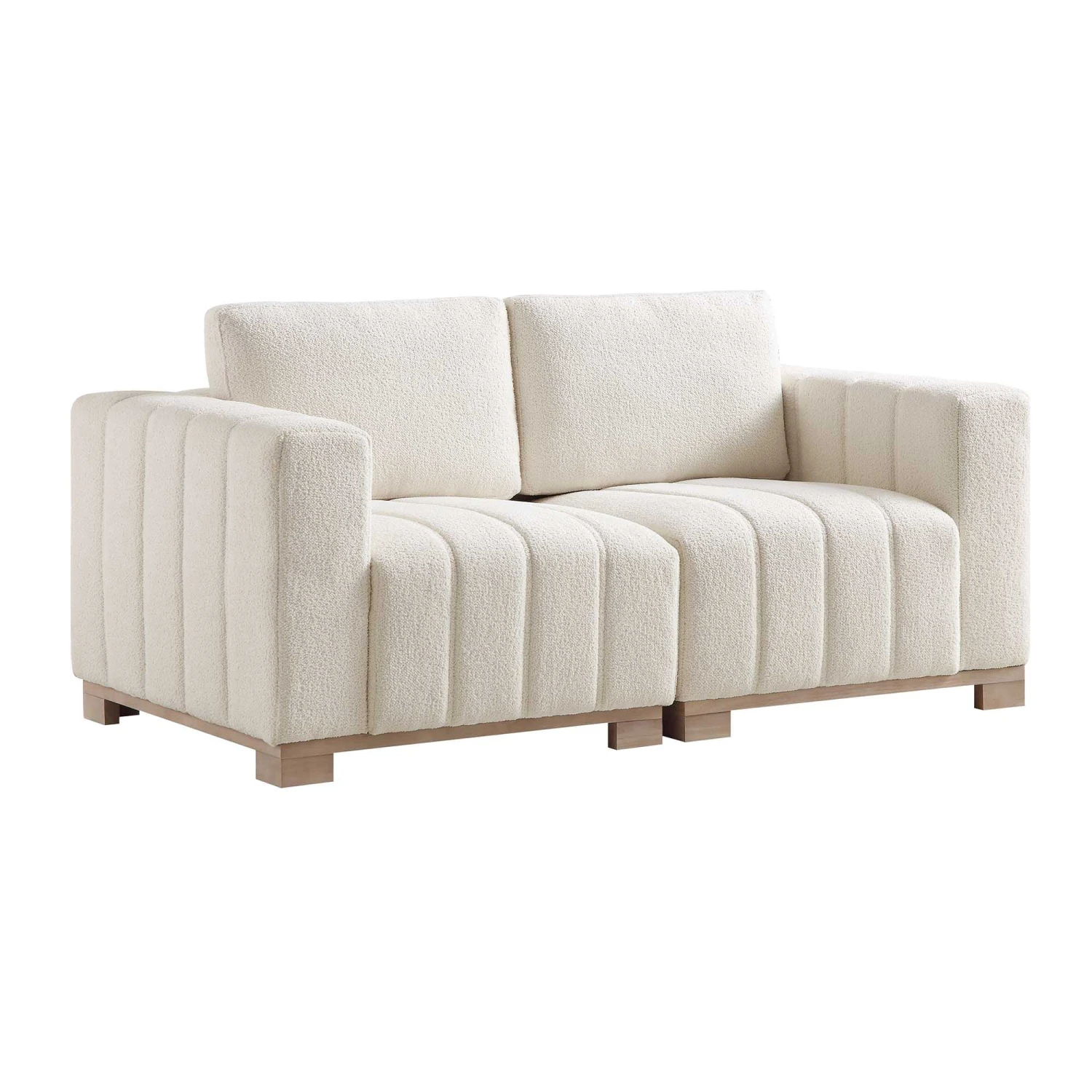 Belsize Beige Boucle Sofa With Wooden Base, 2-Seater 5 Belsize Beige Boucle Sofa With Wooden Base, 2-Seater - Image 5