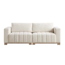 Belsize Beige Boucle Sofa With Wooden Base, 3-Seater -Daals Store GCSF 2360 BEIGE BOU 3ST WB1