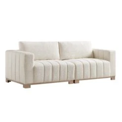 Belsize Beige Boucle Sofa With Wooden Base, 3-Seater -Daals Store GCSF 2360 BEIGE BOU 3ST WB2