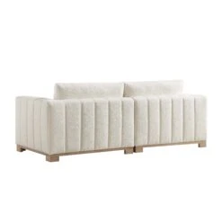 Belsize Beige Boucle Sofa With Wooden Base, 3-Seater -Daals Store GCSF 2360 BEIGE BOU 3ST WB4