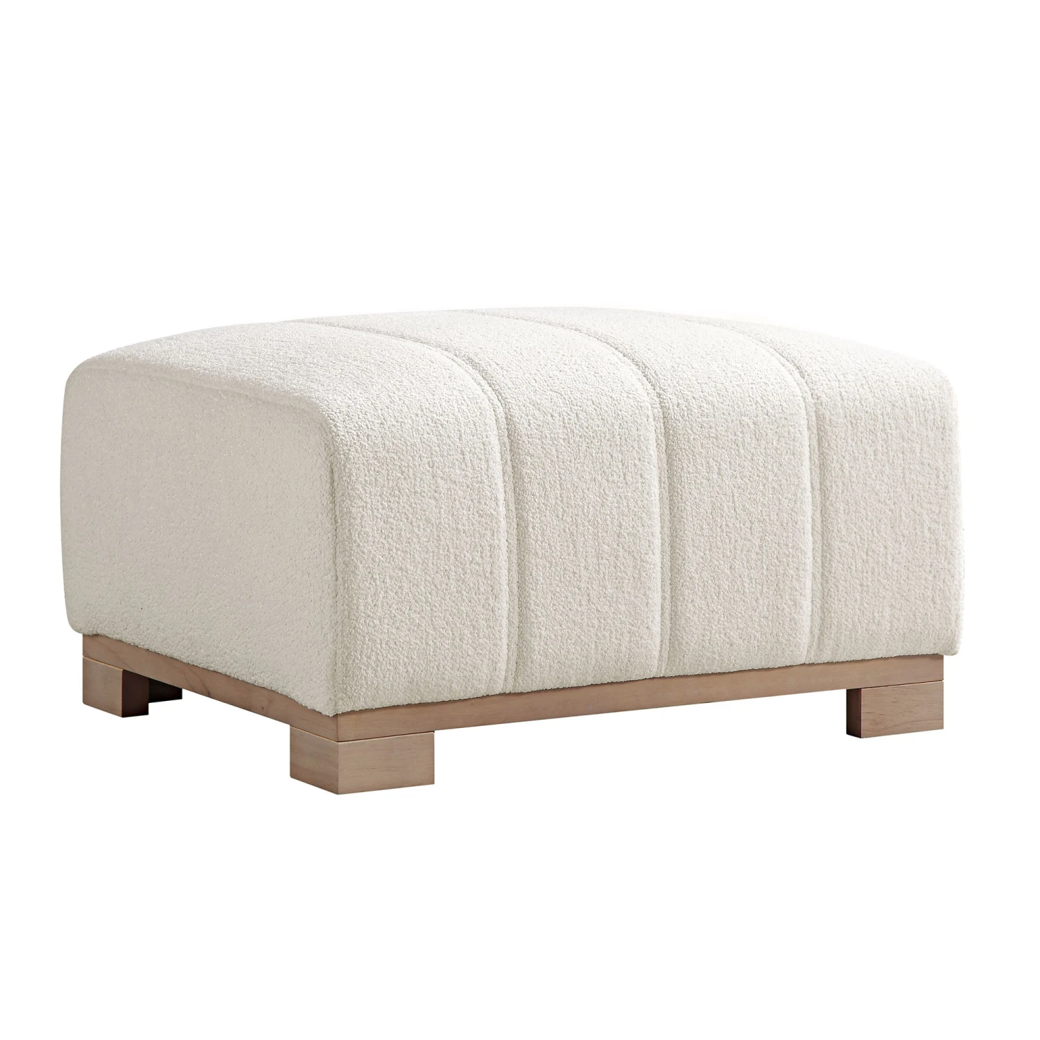 Belsize Beige Boucle Footstool With Wooden Base 6 Belsize Beige Boucle Footstool With Wooden Base - Image 6