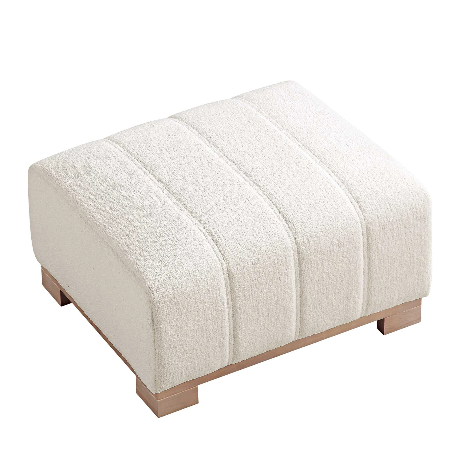 Belsize Beige Boucle Footstool With Wooden Base 8 Belsize Beige Boucle Footstool With Wooden Base - Image 8
