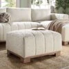 Belsize Beige Boucle Footstool With Wooden Base -Daals Store GCSF 2360 BEIGE BOU STOOL main