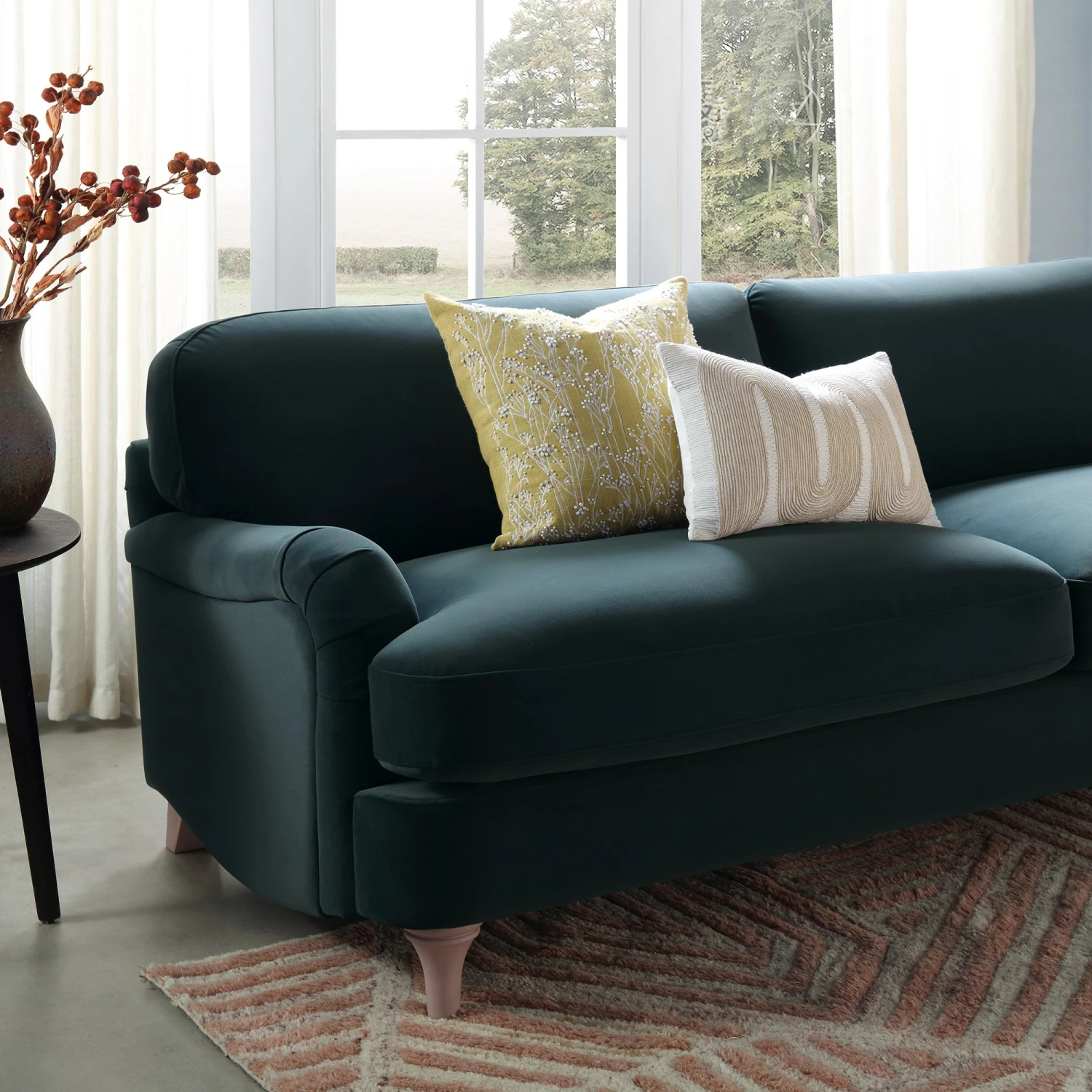 Daphnis Aegean Blue Velvet Sofa, 3-Seater 4 Daphnis Aegean Blue Velvet Sofa, 3-Seater - Image 4