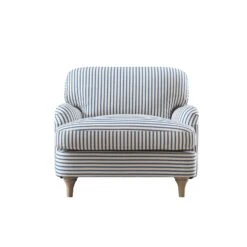Daphnis Blue Striped Linen Blend Sofa, 1-Seater -Daals Store GCSF 2395 BLUE STRIPE 1ST WB1