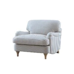 Daphnis Blue Striped Linen Blend Sofa, 1-Seater -Daals Store GCSF 2395 BLUE STRIPE 1ST WB2