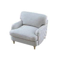Daphnis Blue Striped Linen Blend Sofa, 1-Seater -Daals Store GCSF 2395 BLUE STRIPE 1ST WB6