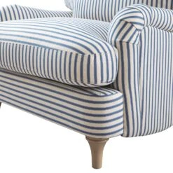 Daphnis Blue Striped Linen Blend Sofa, 1-Seater -Daals Store GCSF 2395 BLUE STRIPE 1ST detail1