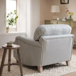 Daphnis Blue Striped Linen Blend Sofa, 1-Seater -Daals Store GCSF 2395 BLUE STRIPE 1ST scene2