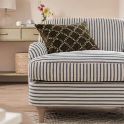 Daphnis Blue Striped Linen Blend Sofa, 1-Seater -Daals Store GCSF 2395 BLUE STRIPE 1ST scene3