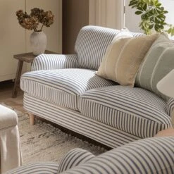 Daphnis Blue Striped Linen Blend Sofa, 2-Seater 16 Daphnis Blue Striped Linen Blend Sofa, 2-Seater -Daals Store GCSF 2395 BLUE STRIPE 2ST scene2
