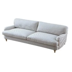 Daphnis Blue Striped Linen Blend Sofa, 3-Seater -Daals Store GCSF 2395 BLUE STRIPE 3ST WB3