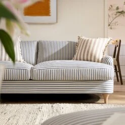 Daphnis Blue Striped Linen Blend Sofa, 3-Seater -Daals Store GCSF 2395 BLUE STRIPE 3ST scene3