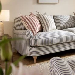Daphnis Blue Striped Linen Blend Sofa, 3-Seater -Daals Store GCSF 2395 BLUE STRIPE 3ST scene4