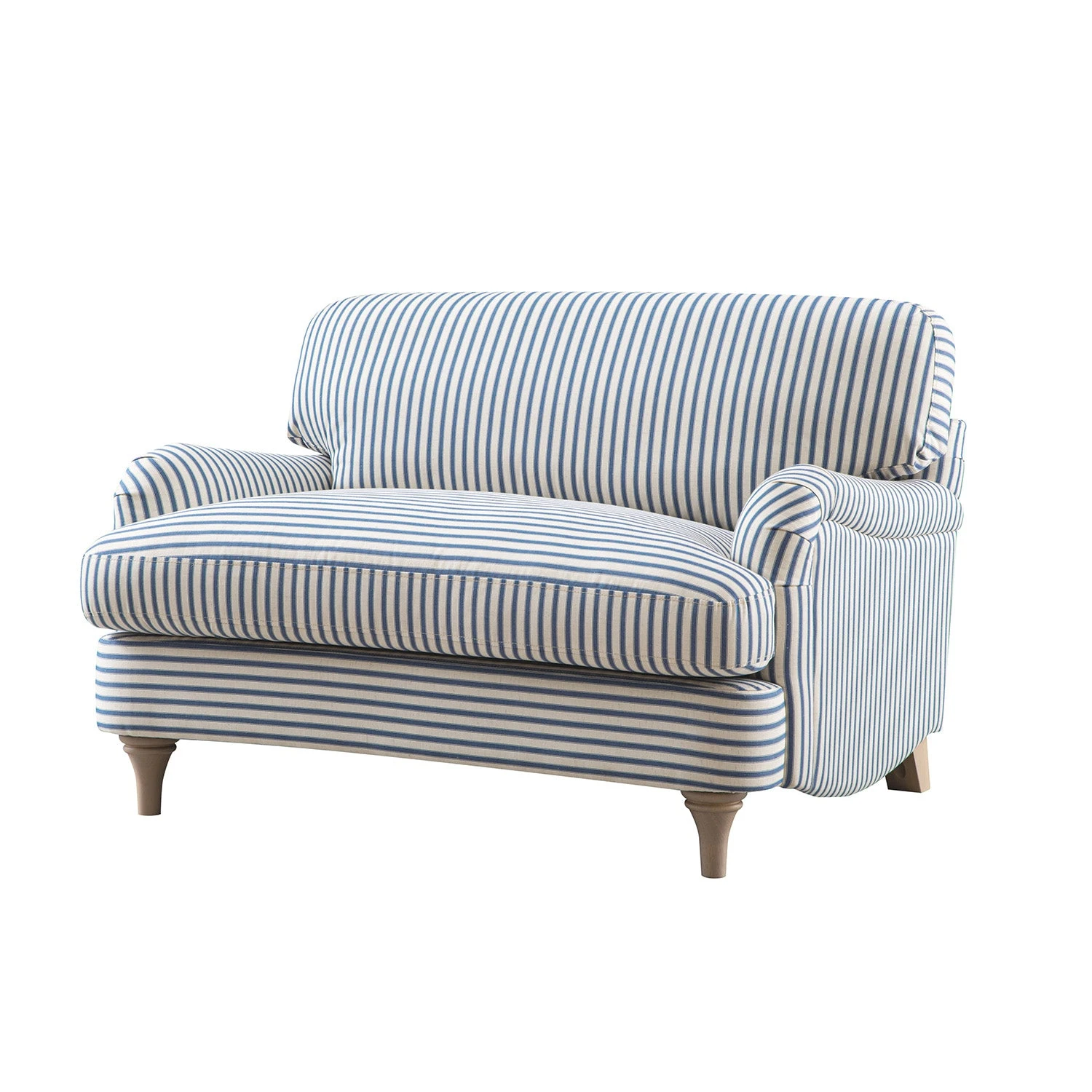 Daphnis Blue Striped Linen Blend Sofa, Loveseat 7 Daphnis Blue Striped Linen Blend Sofa, Loveseat - Image 7