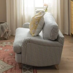 Daphnis Blue Striped Linen Blend Sofa, Loveseat 16 Daphnis Blue Striped Linen Blend Sofa, Loveseat -Daals Store GCSF 2395 BLUE STRIPE LOVESEAT scene2