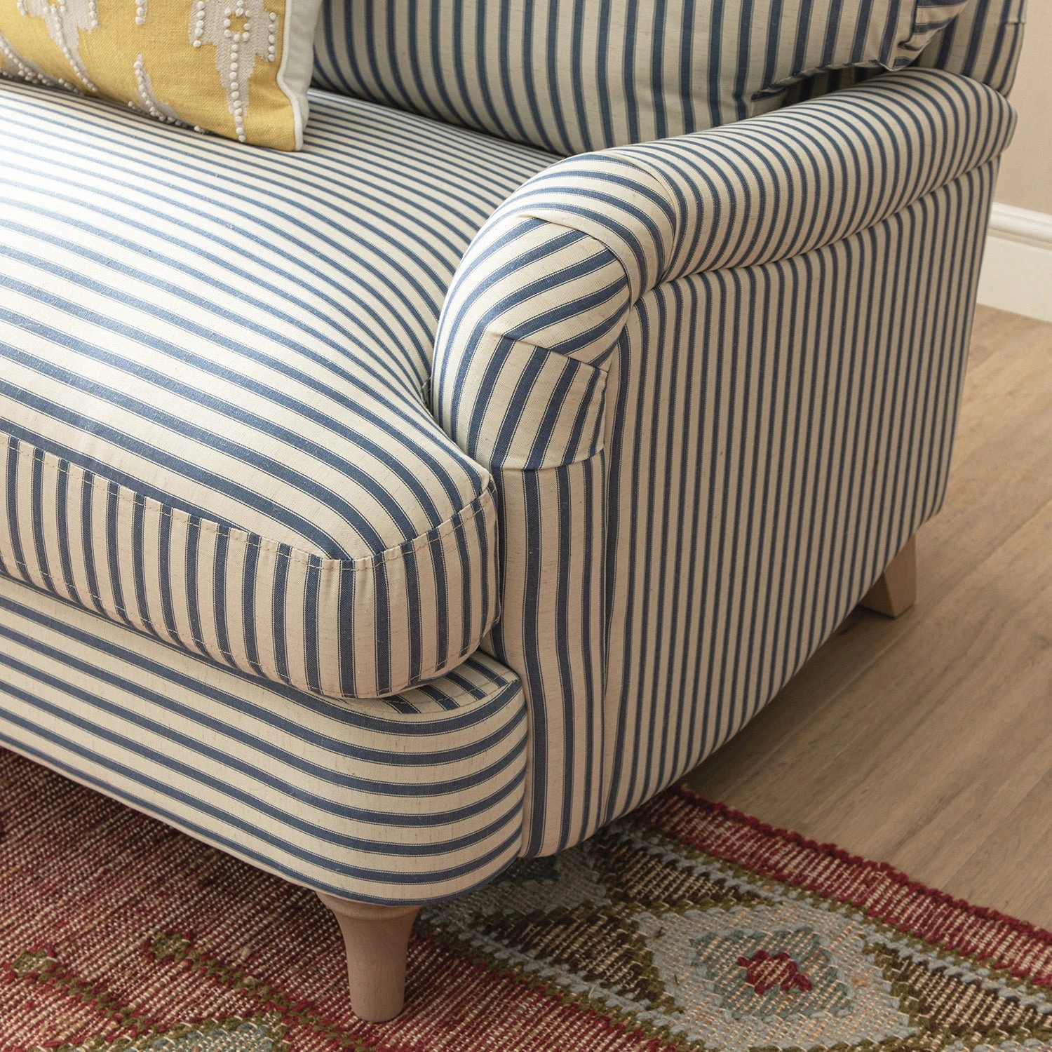Daphnis Blue Striped Linen Blend Sofa, Loveseat 5 Daphnis Blue Striped Linen Blend Sofa, Loveseat - Image 5