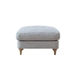 Daphnis Blue Striped Linen Blend Footstool -Daals Store GCSF 2395 BLUE STRIPE STOOL WB1