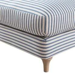 Daphnis Blue Striped Linen Blend Footstool -Daals Store GCSF 2395 BLUE STRIPE STOOL detail1