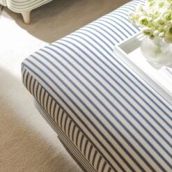 Daphnis Blue Striped Linen Blend Footstool -Daals Store GCSF 2395 BLUE STRIPE STOOL scene5