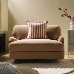 Daphnis Camel Velvet Sofa, Loveseat