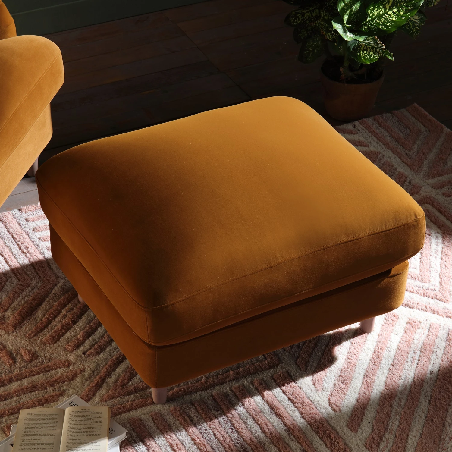 Daphnis Cinnamon Velvet Sofa, Footstool 3 Daphnis Cinnamon Velvet Sofa, Footstool - Image 3