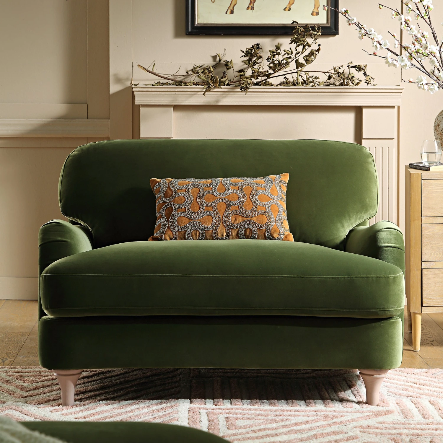 Daphnis Fern Green Velvet Sofa, Loveseat 2 Daphnis Fern Green Velvet Sofa, Loveseat - Image 2