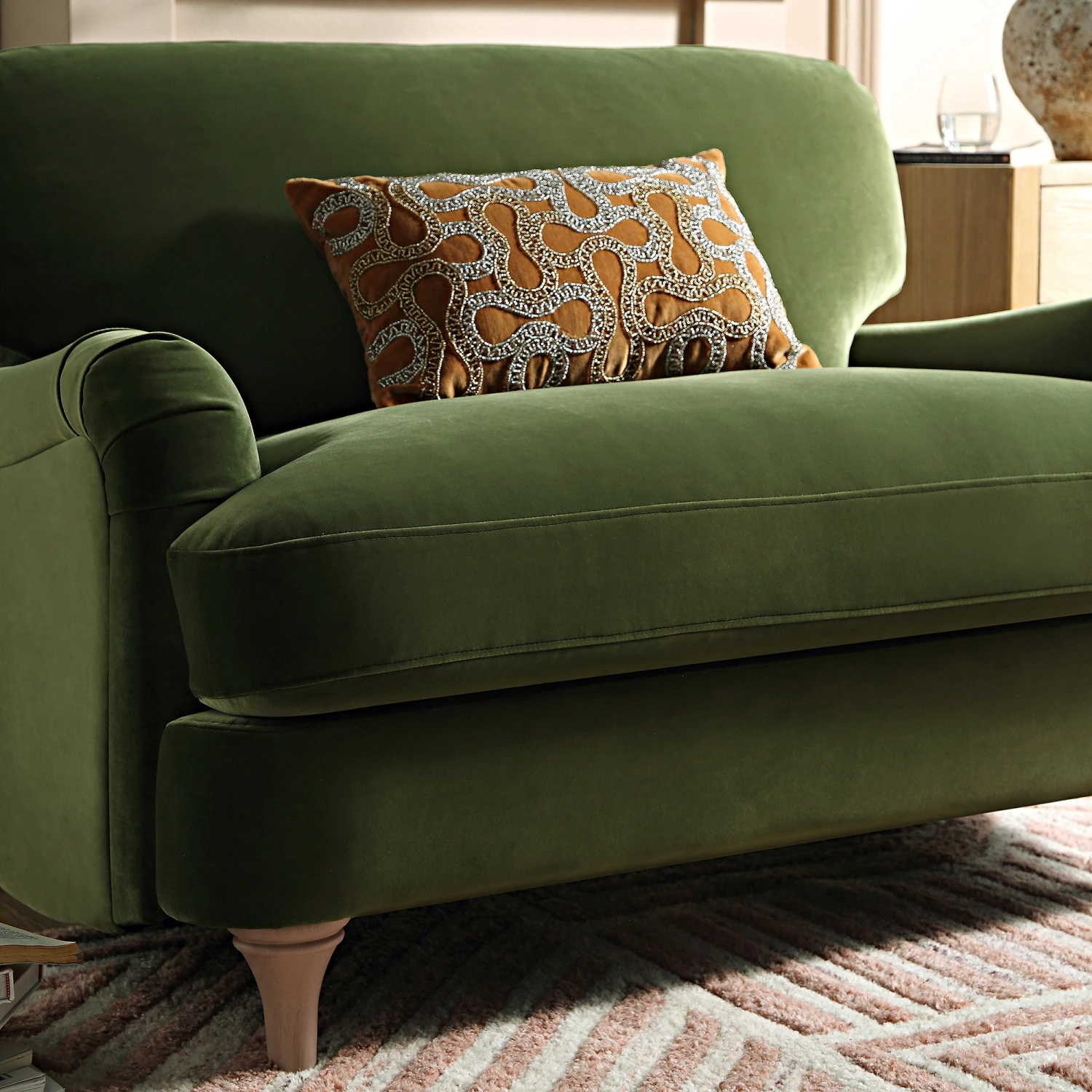 Daphnis Fern Green Velvet Sofa, Loveseat 3 Daphnis Fern Green Velvet Sofa, Loveseat - Image 3