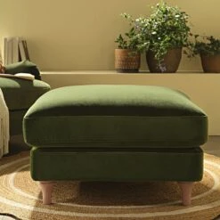 Daphnis Fern Green Velvet Sofa, Footstool -Daals Store GCSF 2395 FERN VEL STOOL scene1