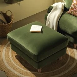 Daphnis Fern Green Velvet Sofa, Footstool -Daals Store GCSF 2395 FERN VEL STOOL scene2