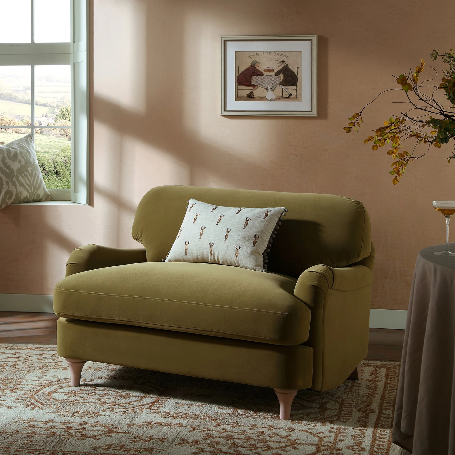 Daphnis Fudge Velvet Sofa, Loveseat 1 Daphnis Fudge Velvet Sofa, Loveseat