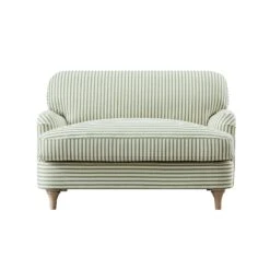 Daphnis Green Striped Linen Blend Sofa, Loveseat
