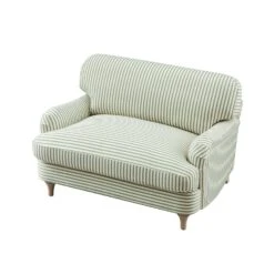 Daphnis Green Striped Linen Blend Sofa, Loveseat -Daals Store GCSF 2395 GREEN STRIPE LOVESEAT WB3 1
