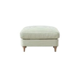Daphnis Green Striped Linen Blend Footstool